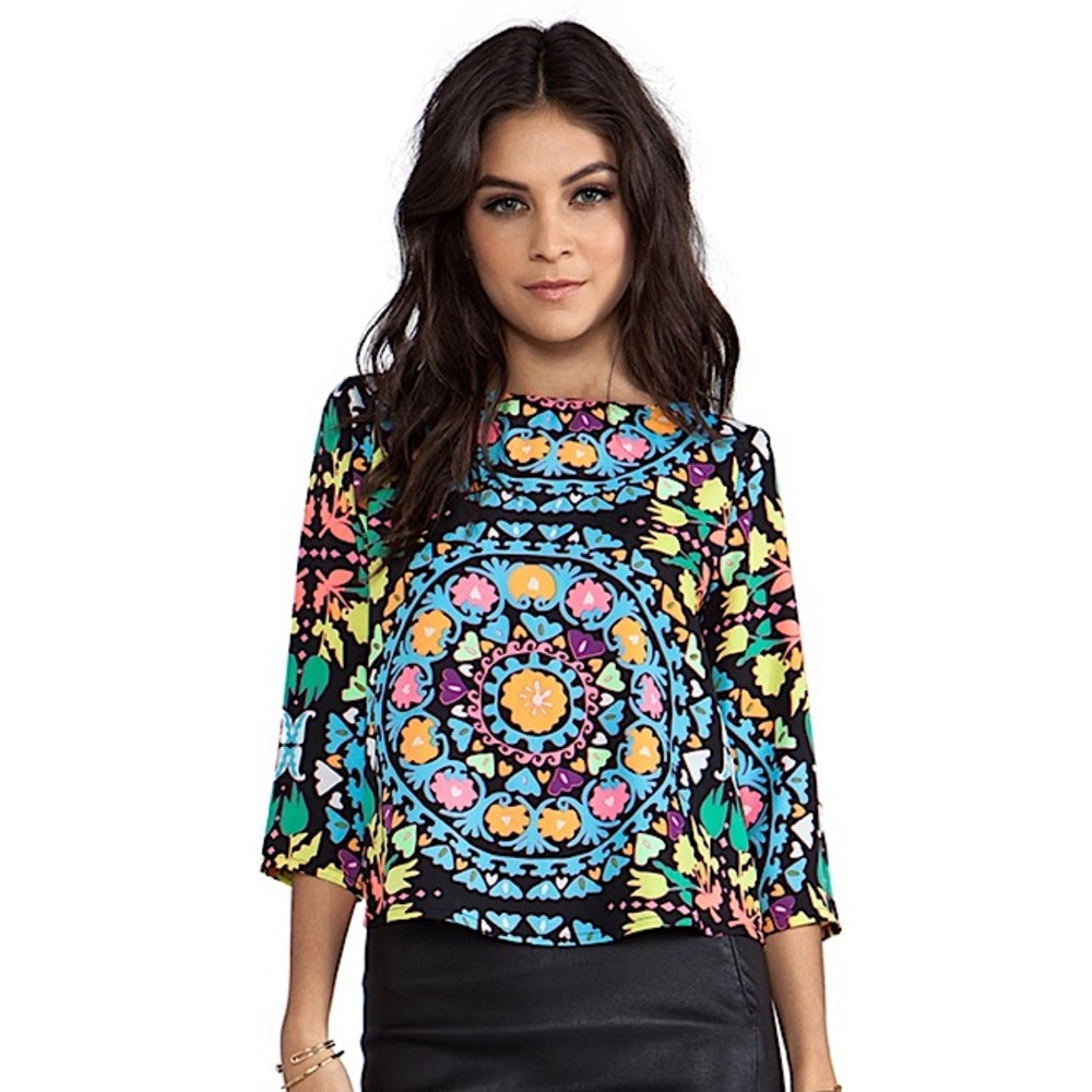 Mara Hoffman Slit Back Top In Suzani Black